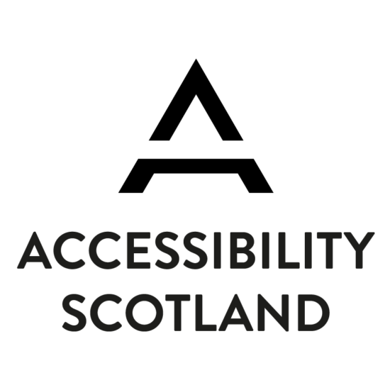 Black and white logo for Accessibility Scotland Event