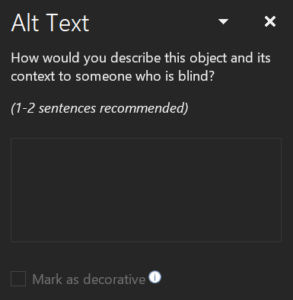 Alt text pane from Microsoft PowerPoint