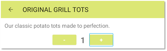 Screenshot of a restaurant kiosk application with two language switching options, English and Spanish, with the Spanish option highlighted.