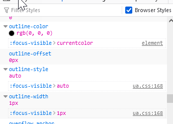 The user agent styles exposed in Firefox's developer tools