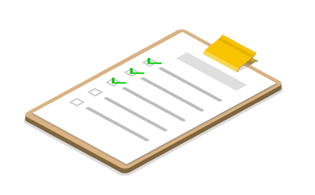 checklist icon on a clipboard with three boxes checked