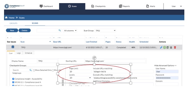 compliance sheriff page limit and levels