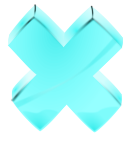 An inverted red cross (x) mark is cyan