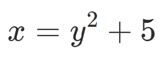 a visualization of the equation x equals y squared plus 5