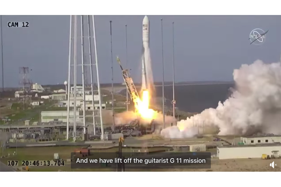 Screenshot of video of NASA rocket launch with Facebook Captioning