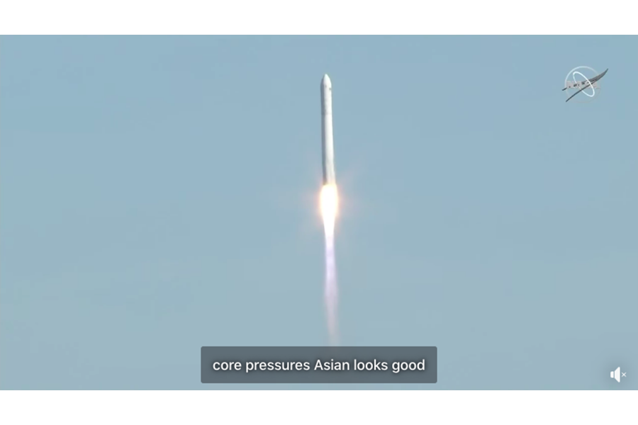 Screenshot of video of NASA rocket launch with Facebook Captioning