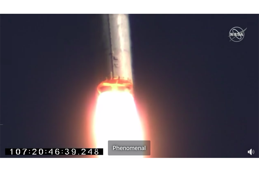 Screenshot of video of NASA rocket launch with Facebook Captioning