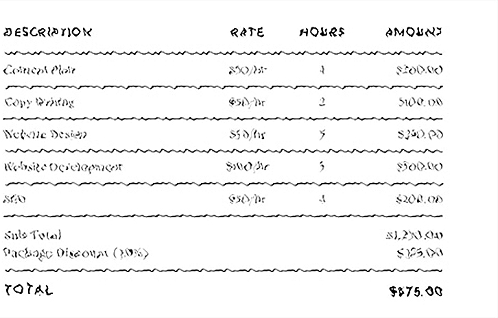 an invoice with heavily distorted text