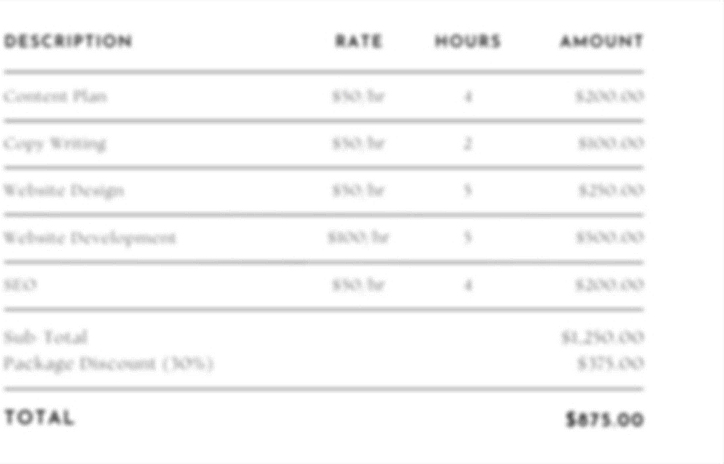 Another way an invoice might look to a person with Irlen syndrome