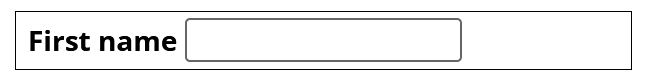A text input field with a visible text label of 'First name'. 