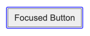 A screenshot of a button, which has the text "Focused Button". It shows a solid blue focus outline, which is 2 pixels thick, and slightly offset from the button's border.