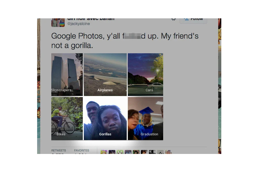 Screenshot of offensive Google autotagging 