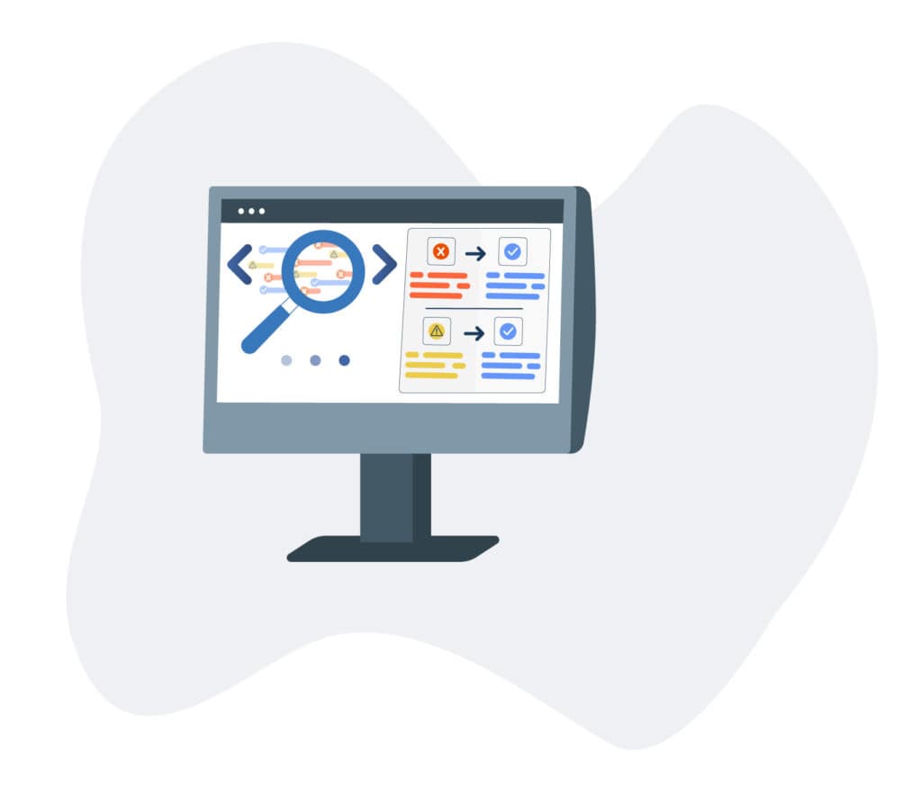 illustration displaying accessibility errors and resolution of the errors