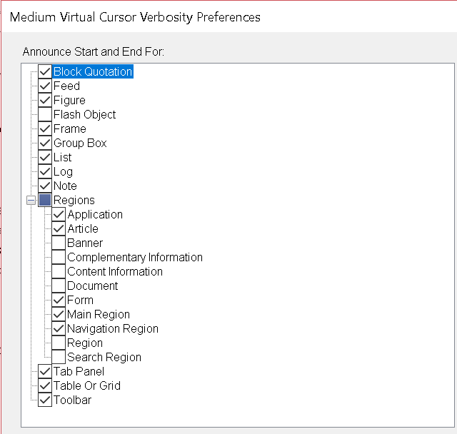 A tree list with a subset of features checked.