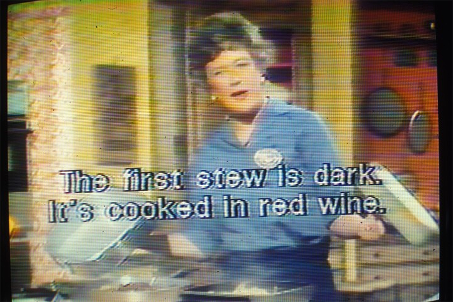 a TV screen grab of The French Chef with captions