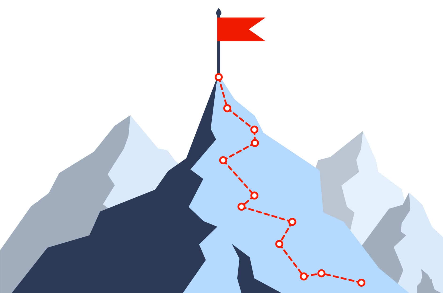 Illustration of success path to top of mountain