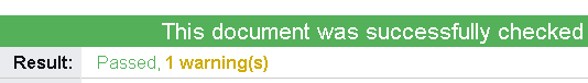 this document was successfully checked. Result:passed, 1 warning