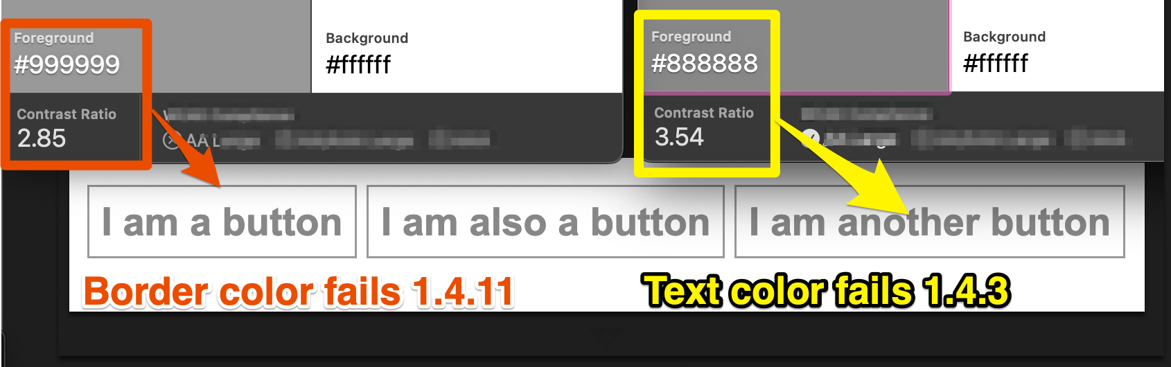 Border color fails 1.4.11, Text color fails 1.4.3