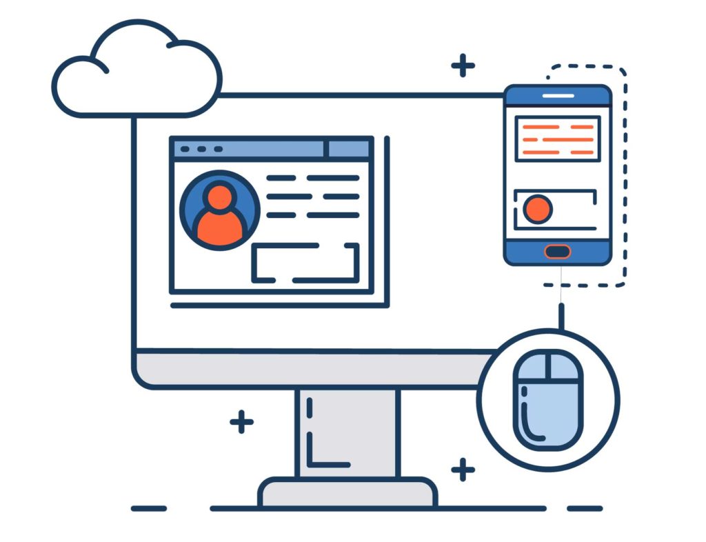 graphic of desktop computer and mobile phone