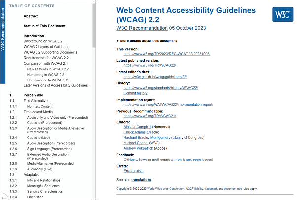 Home page of the Web Content Accessibility Guidelines
